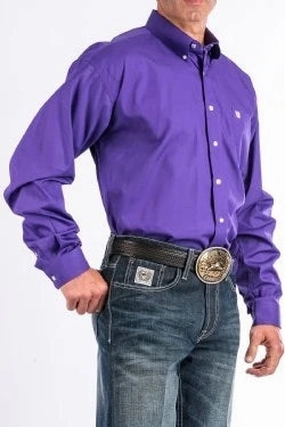 Chilly Weather Wear Functional Pocket Cinch Men??s Solid Purple Shirt
