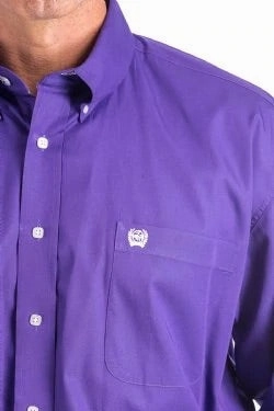 Cinch Men??s Solid Purple Shirt Low Profile Pocket Design