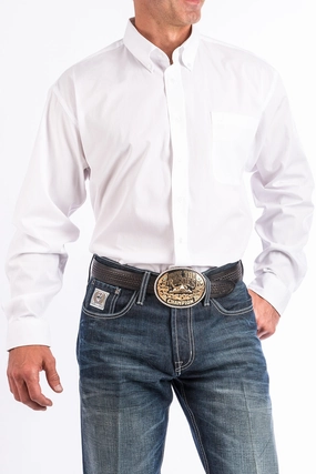 Cinch Men's Solid White Shirt Flexible Material