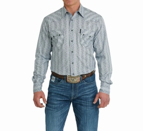 Animal Print Cinch Men??s White Modern Fit Printed Shirt