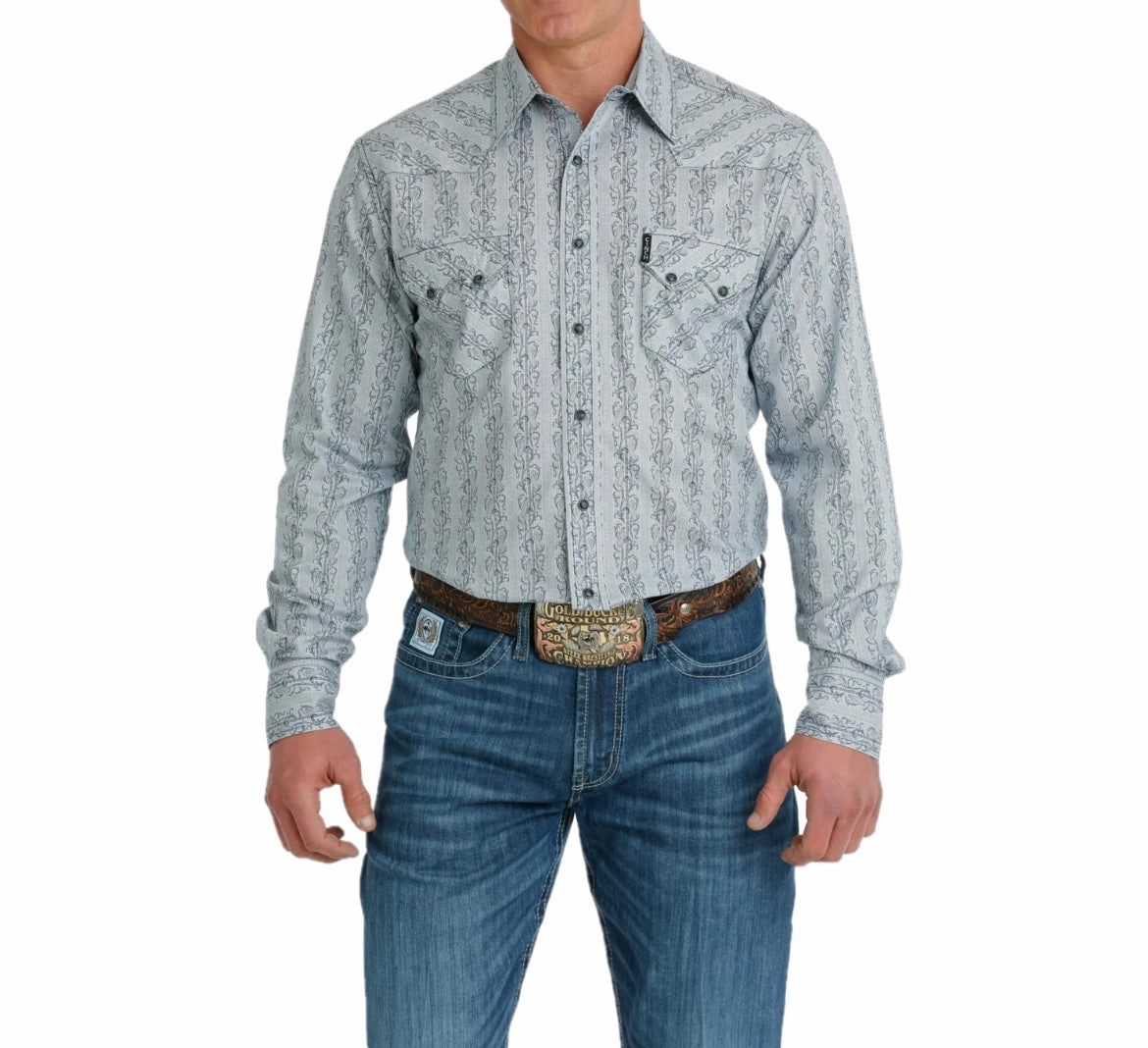 Comfy Fit Cinch Men??s White Modern Fit Printed Shirt