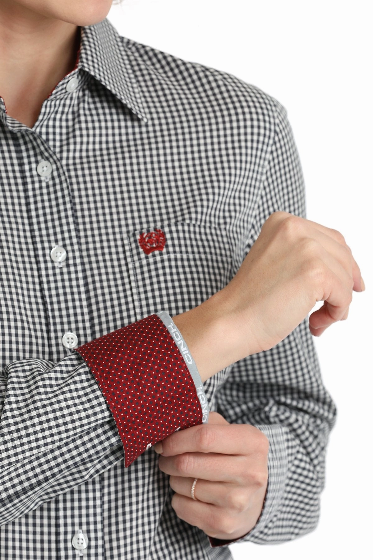 Relaxed Look Cinch Women's Black & White Plaid Shirt