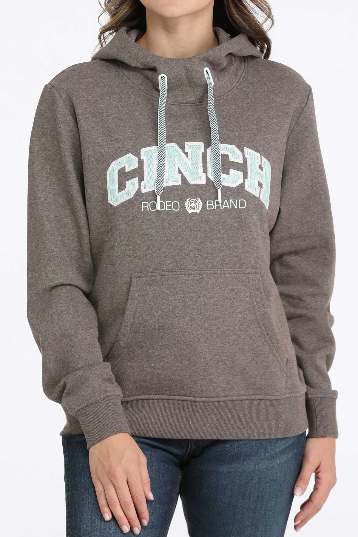 Wind Resistant Coating Classic Fit Cinch Women's Logo Hoodie-Brown