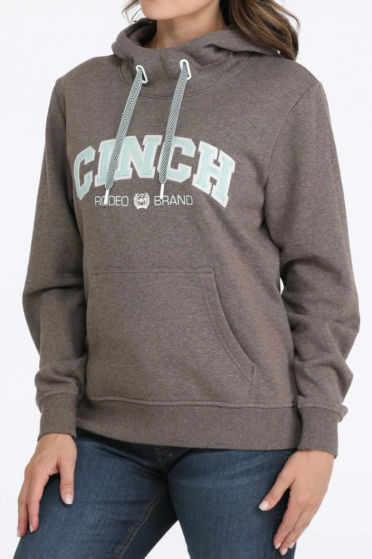 Matte Finish Cinch Women's Logo Hoodie-Brown