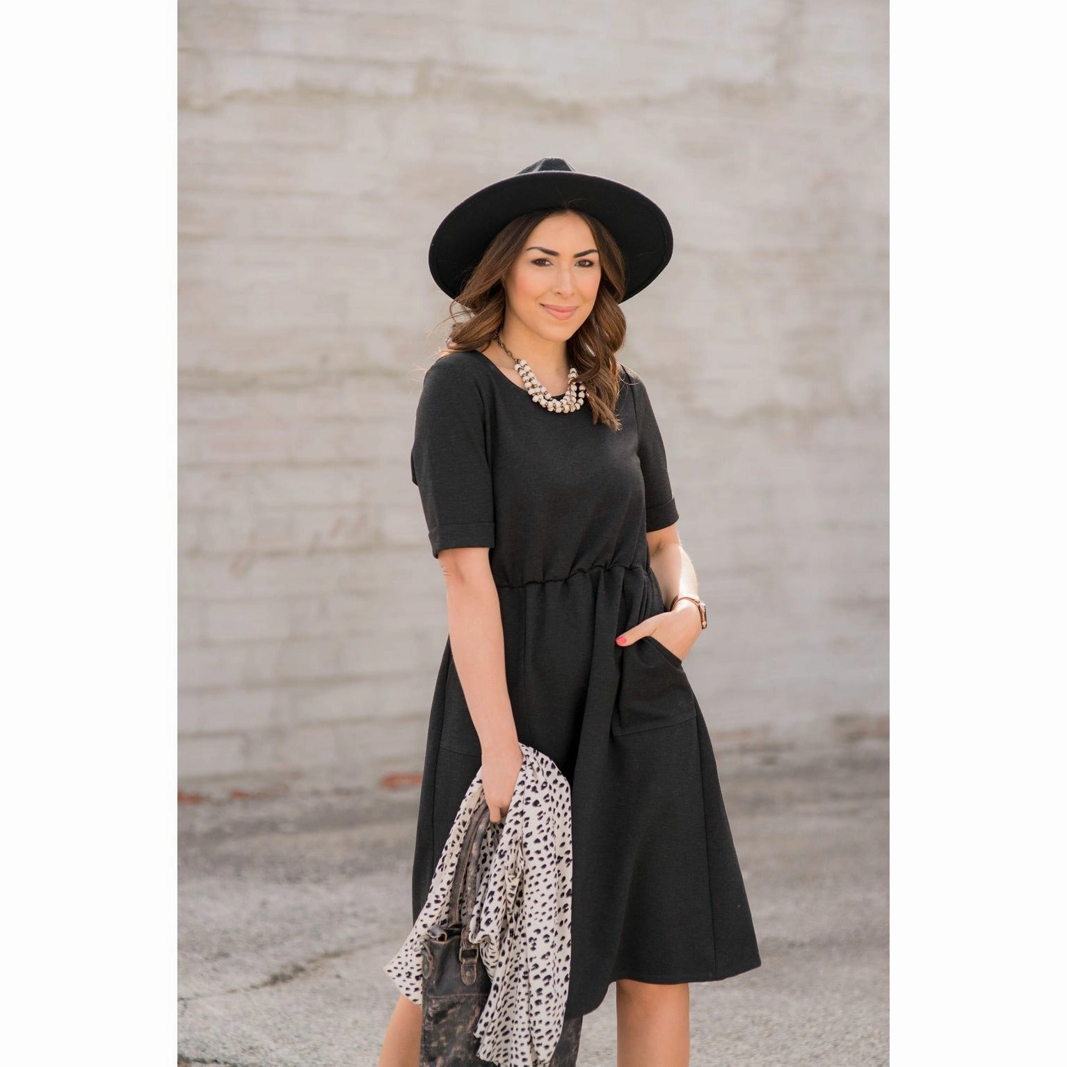 Cinched Waist Pocket Sweatshirt Dress Daily Comfort