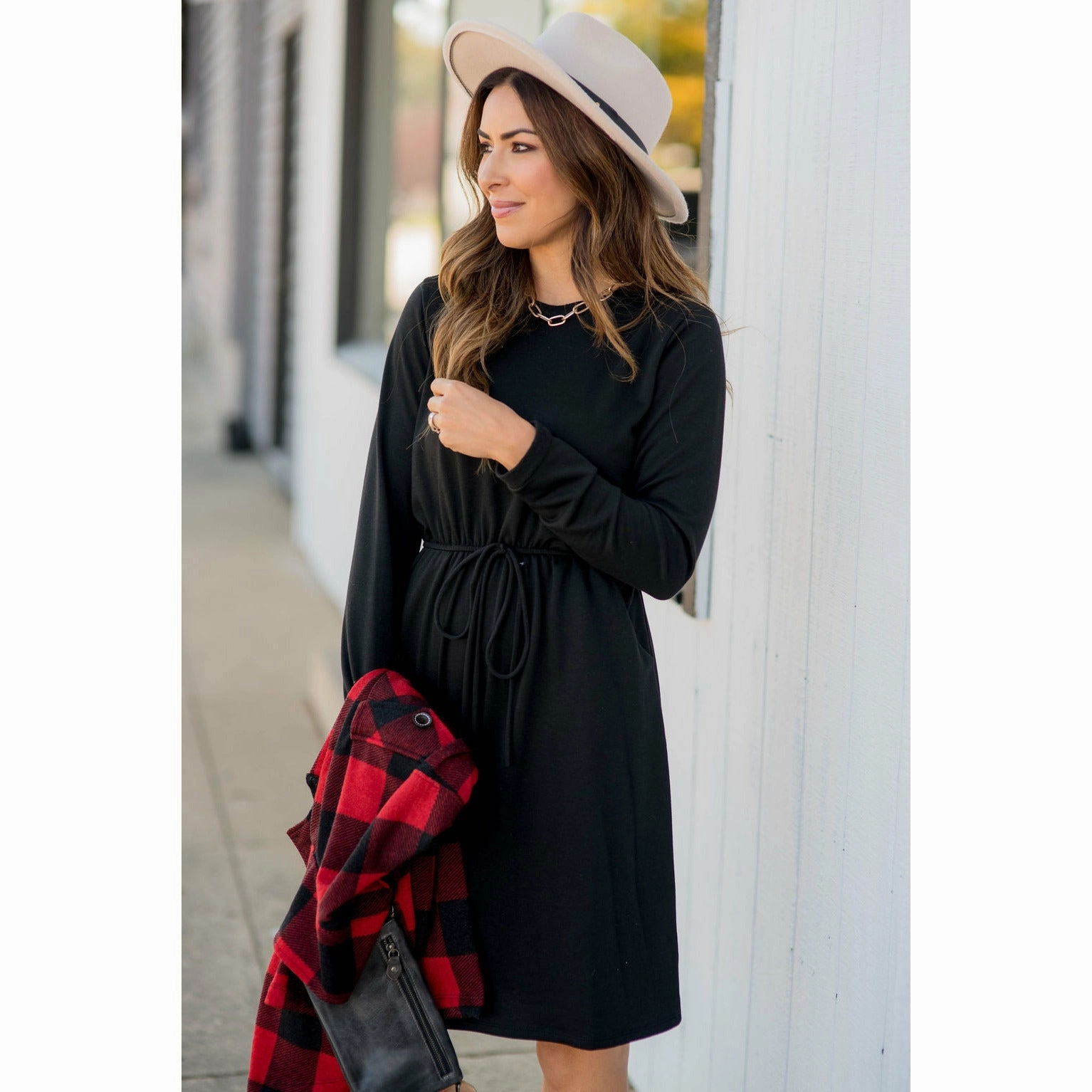 Cinched Waist Tie Dress Street Flex