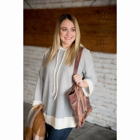 Essentials Wear Ivory Trimmed Striped Hoodie