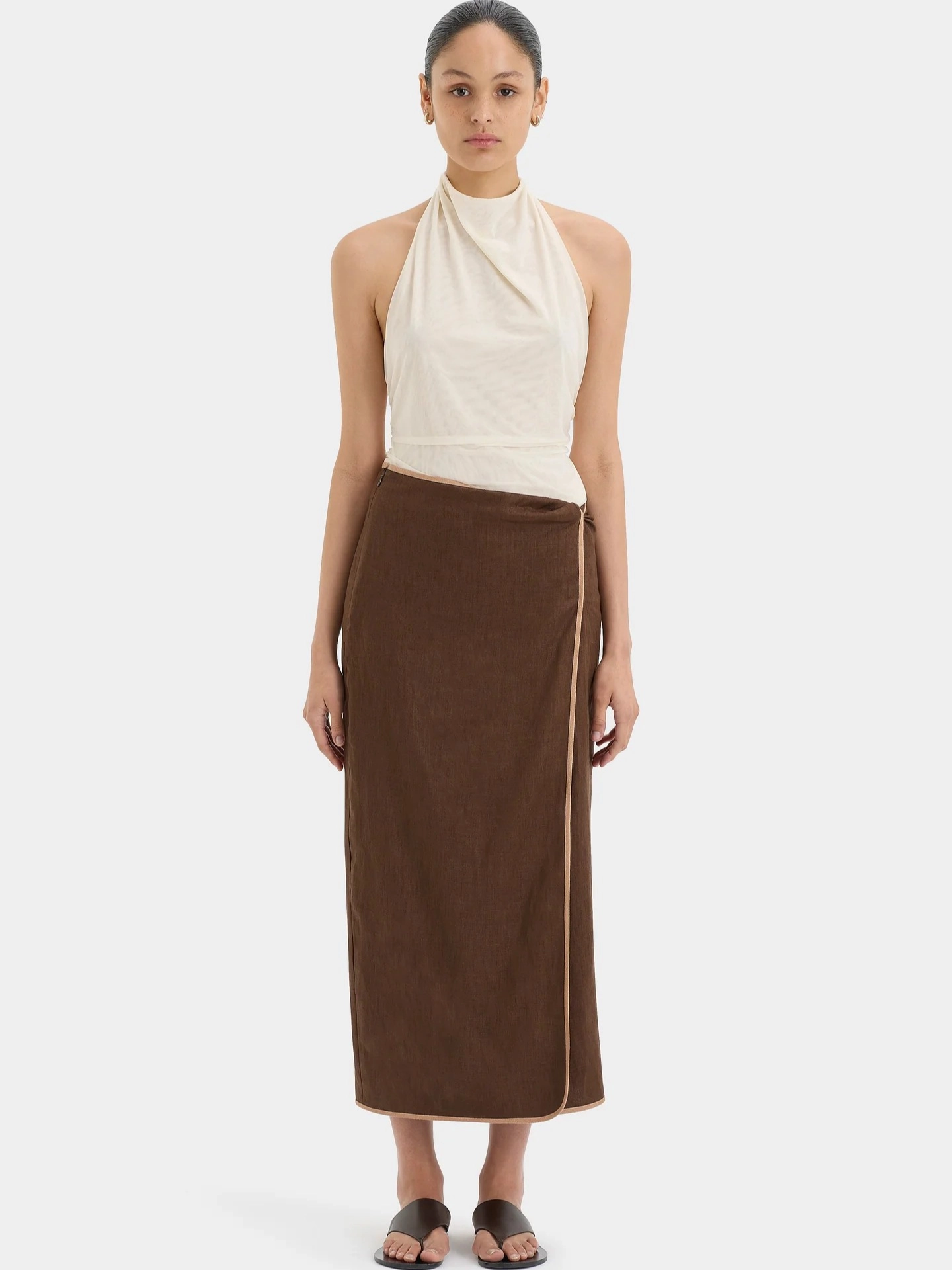 Seamless construction Affogato Twist Midi Skirt