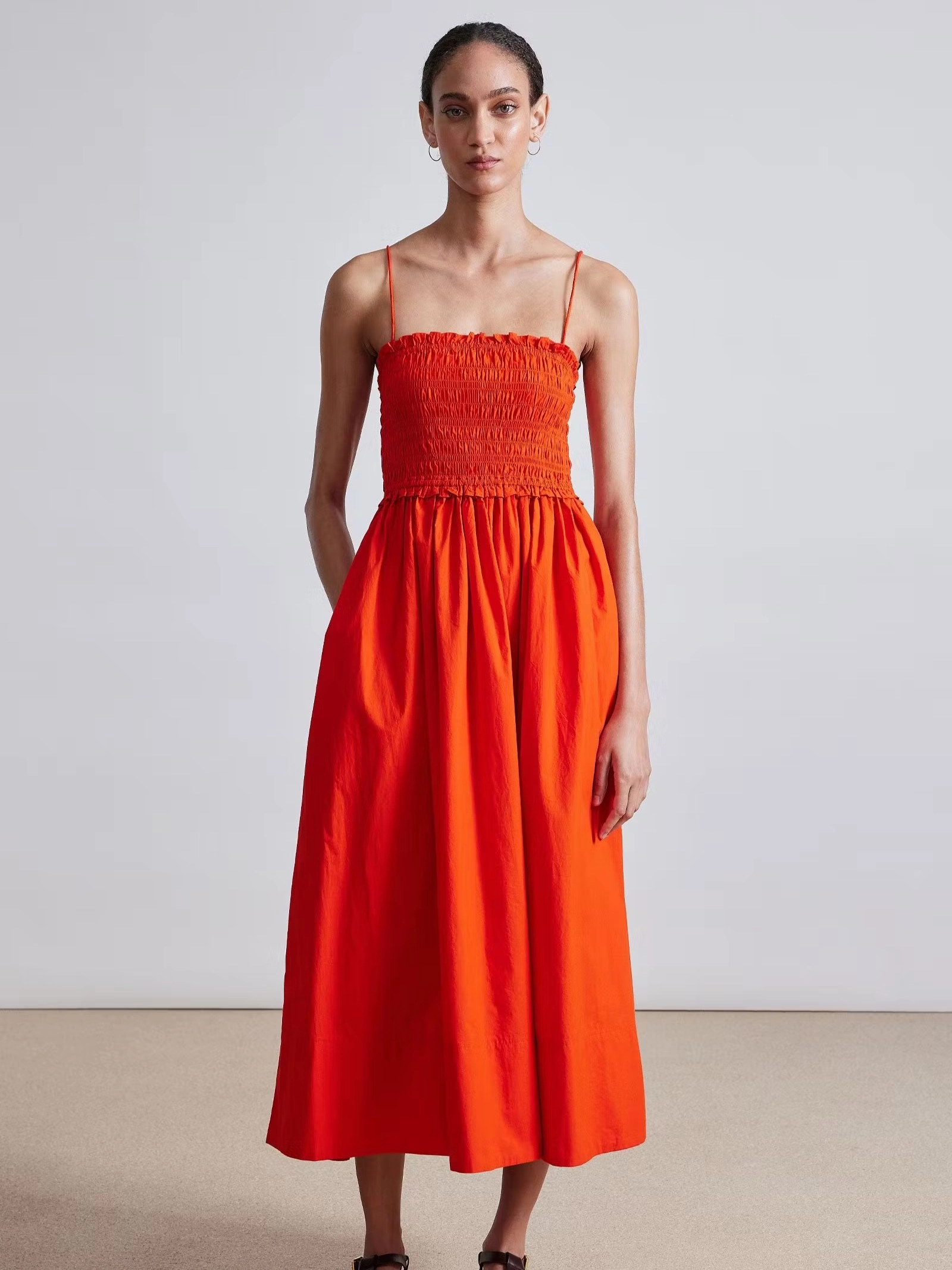 Porta Smocked Spaghetti Dress Neat Finish