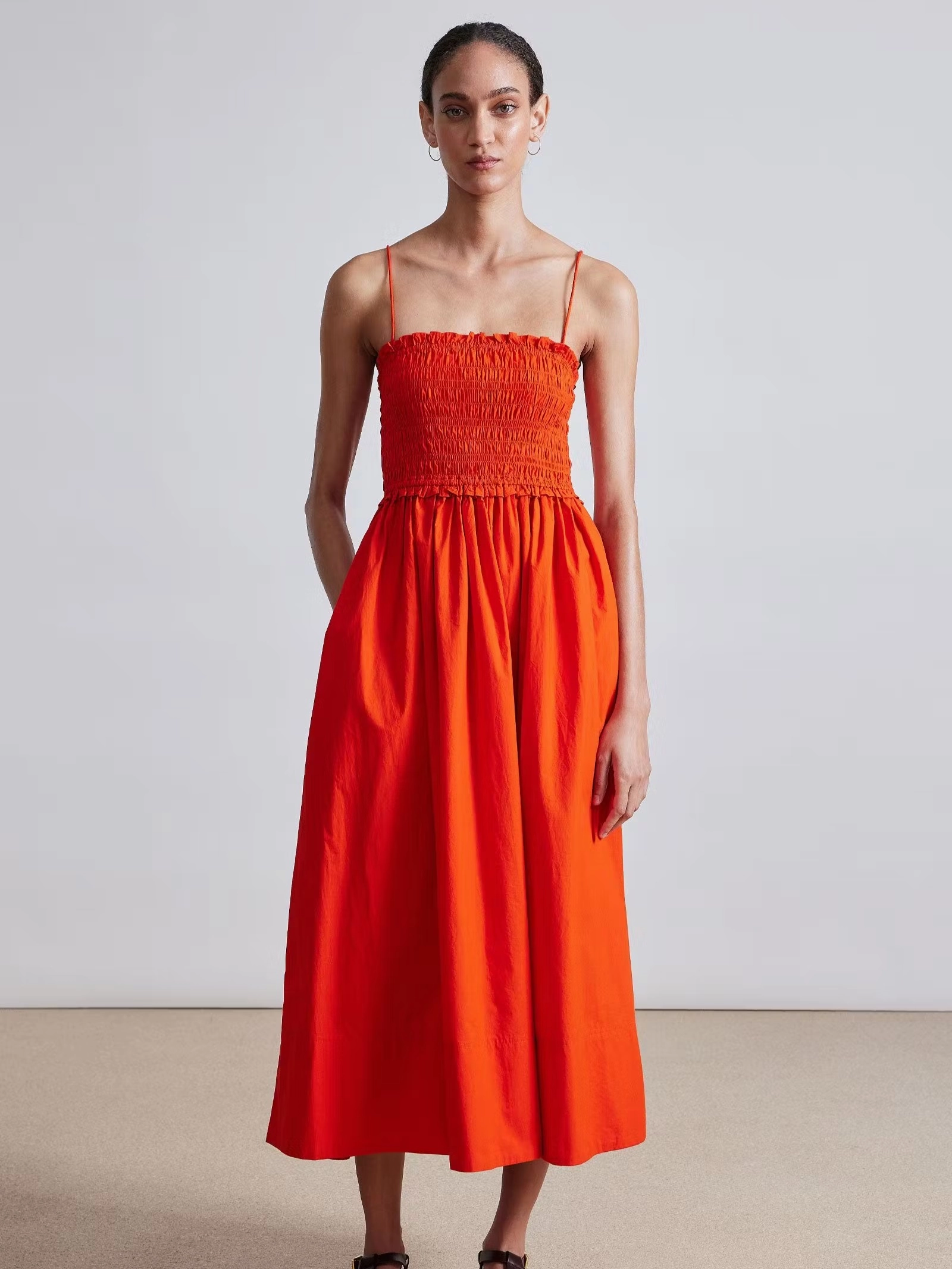 Brunch Outfit Porta Smocked Spaghetti Dress