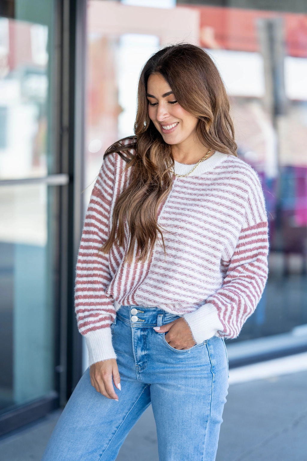 Soft and Warm Colliding Stripes Sweater