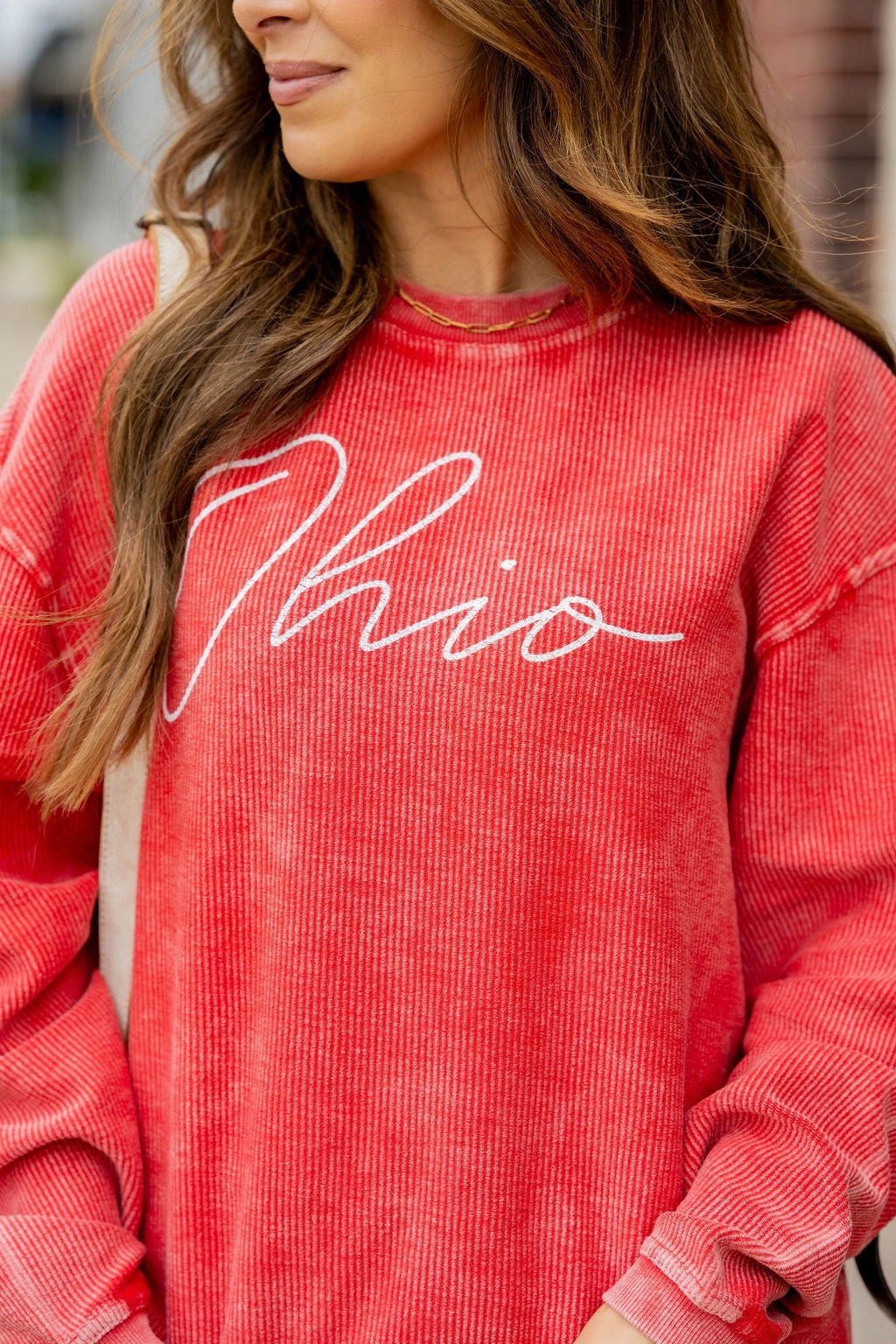 Cursive Ohio Ribbed Graphic Crewneck Classic Layer
