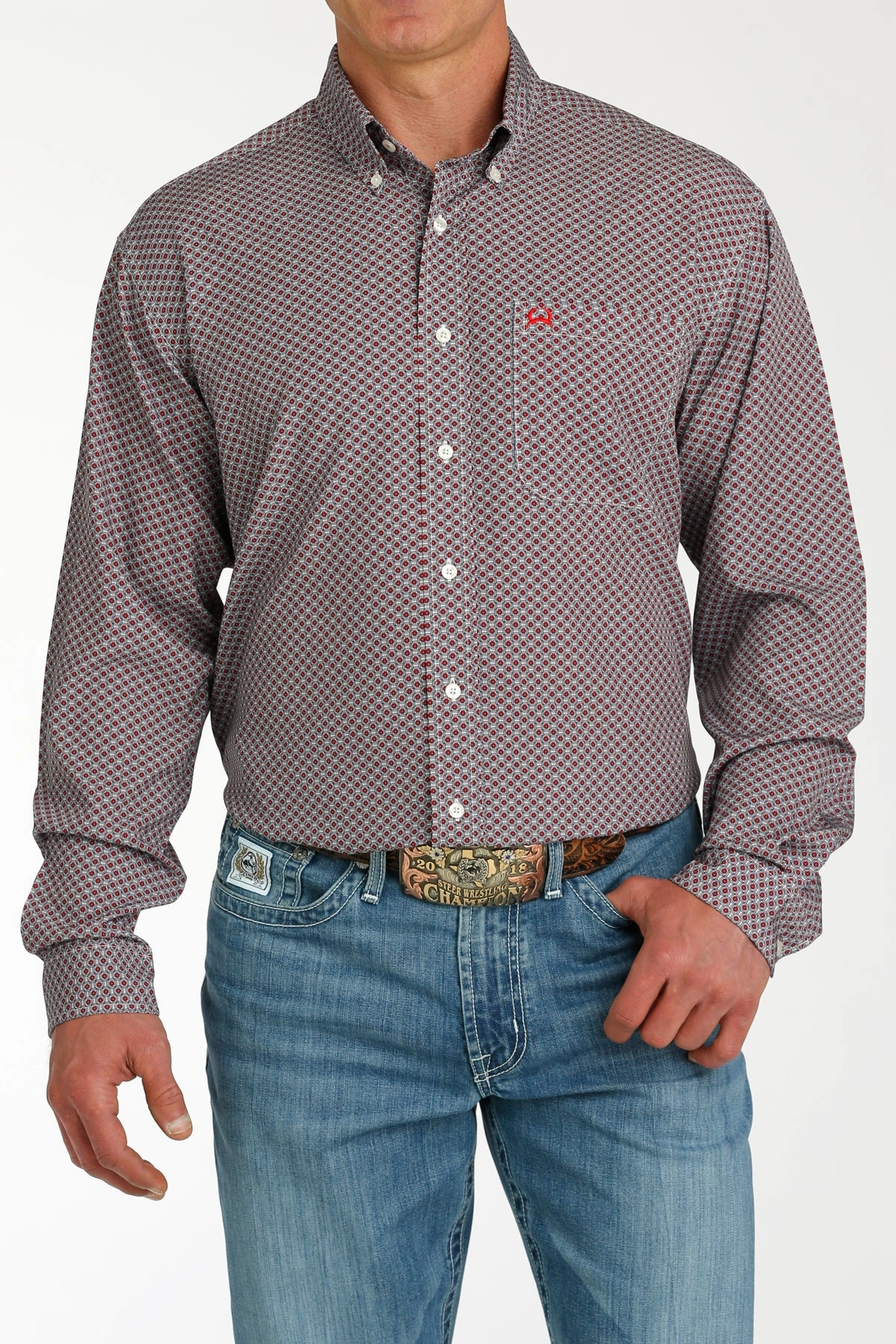 All-Weather Ready Cinch Men's Arneaflex White Geo Print Shirt