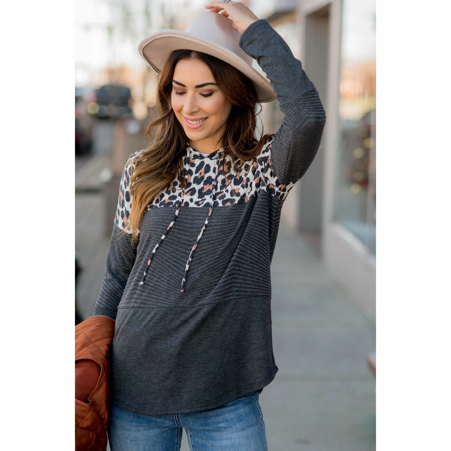 Comfy Leopard Blocked Hoodie City Cool