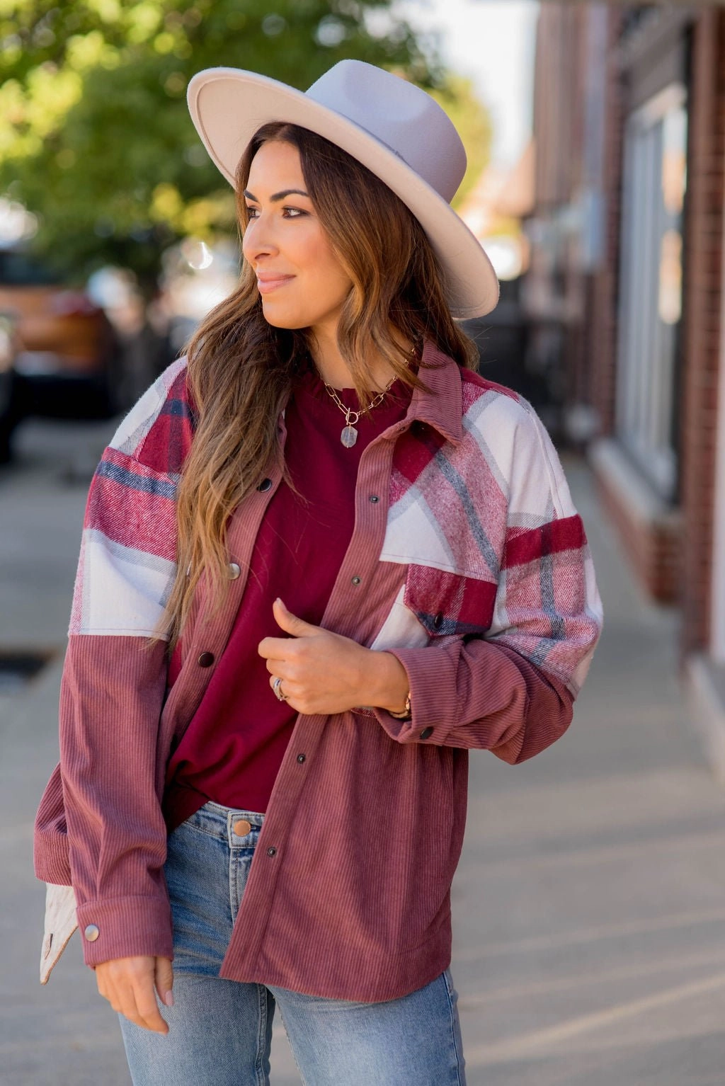 Corded Plaid Top Shacket Sleek Layers