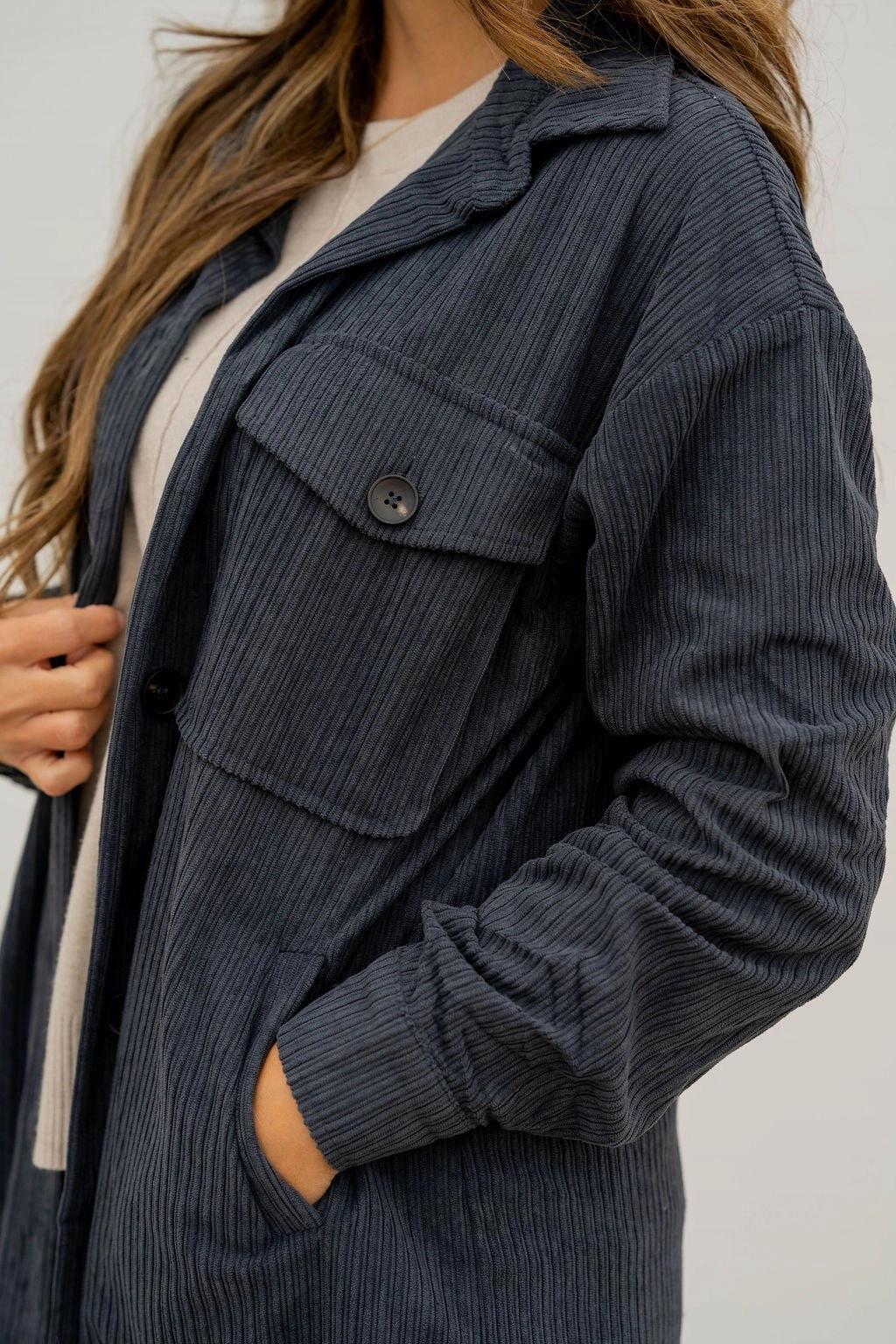 Corded Tunic Pocket Shacket AntiStaticFinish