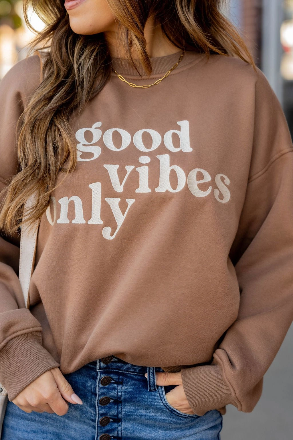Comfort Piece Good Vibes Only Graphic Crewneck