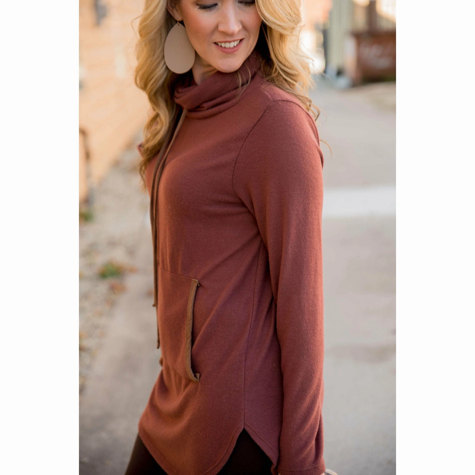 Cowl Neck Tunic Sweatshirt Chilly Weather Style