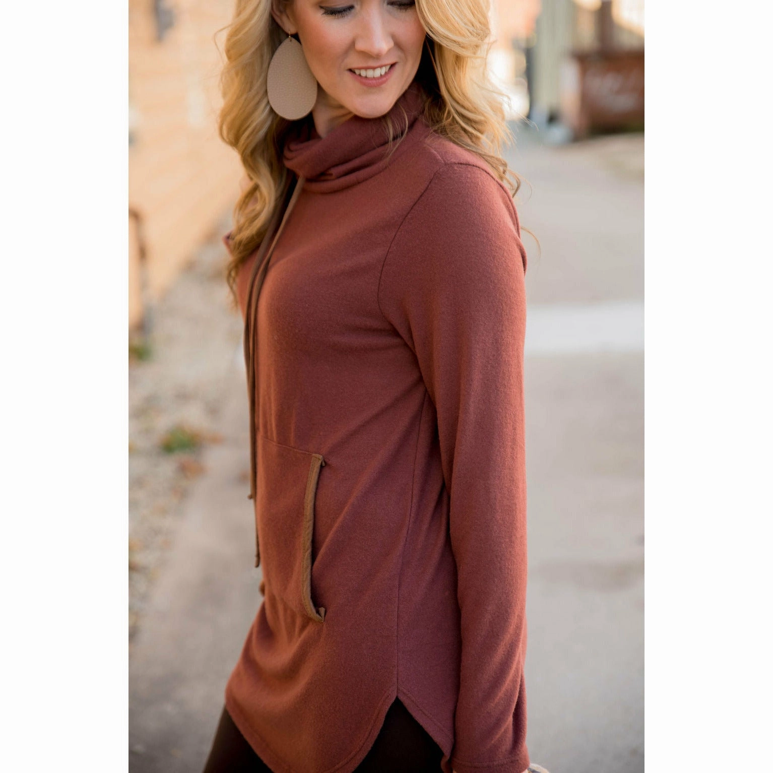 Cowl Neck Tunic Sweatshirt Trendy Layered