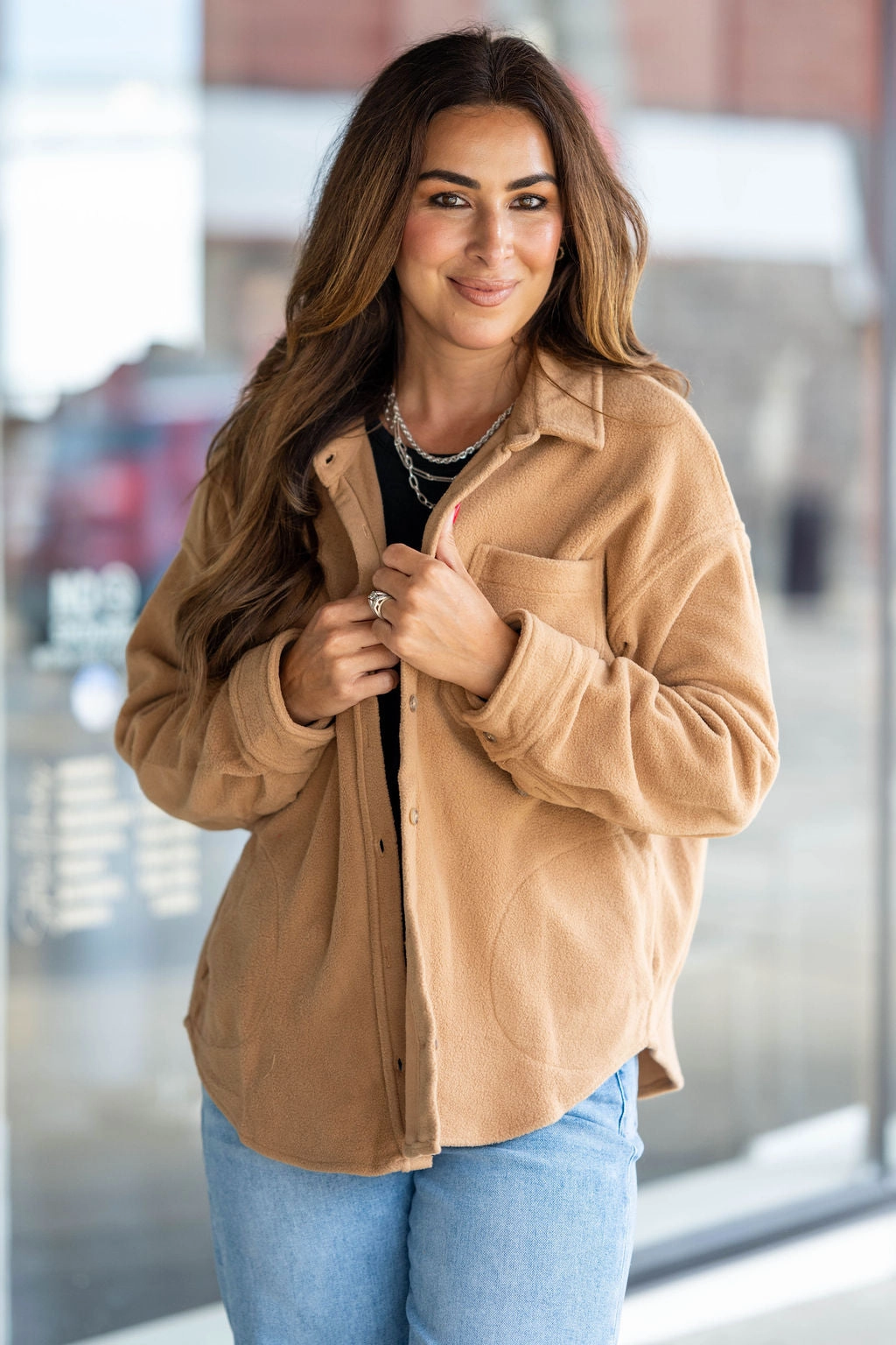 Warm Essentials Layered Insulation Cozy Plush Shacket