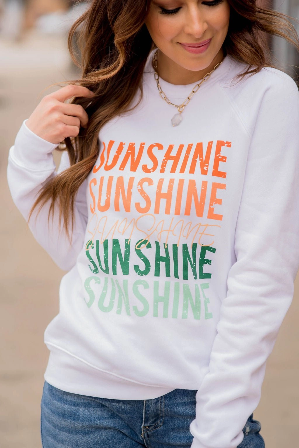 Satin Lining Cascading Sunshine Graphic Crewneck