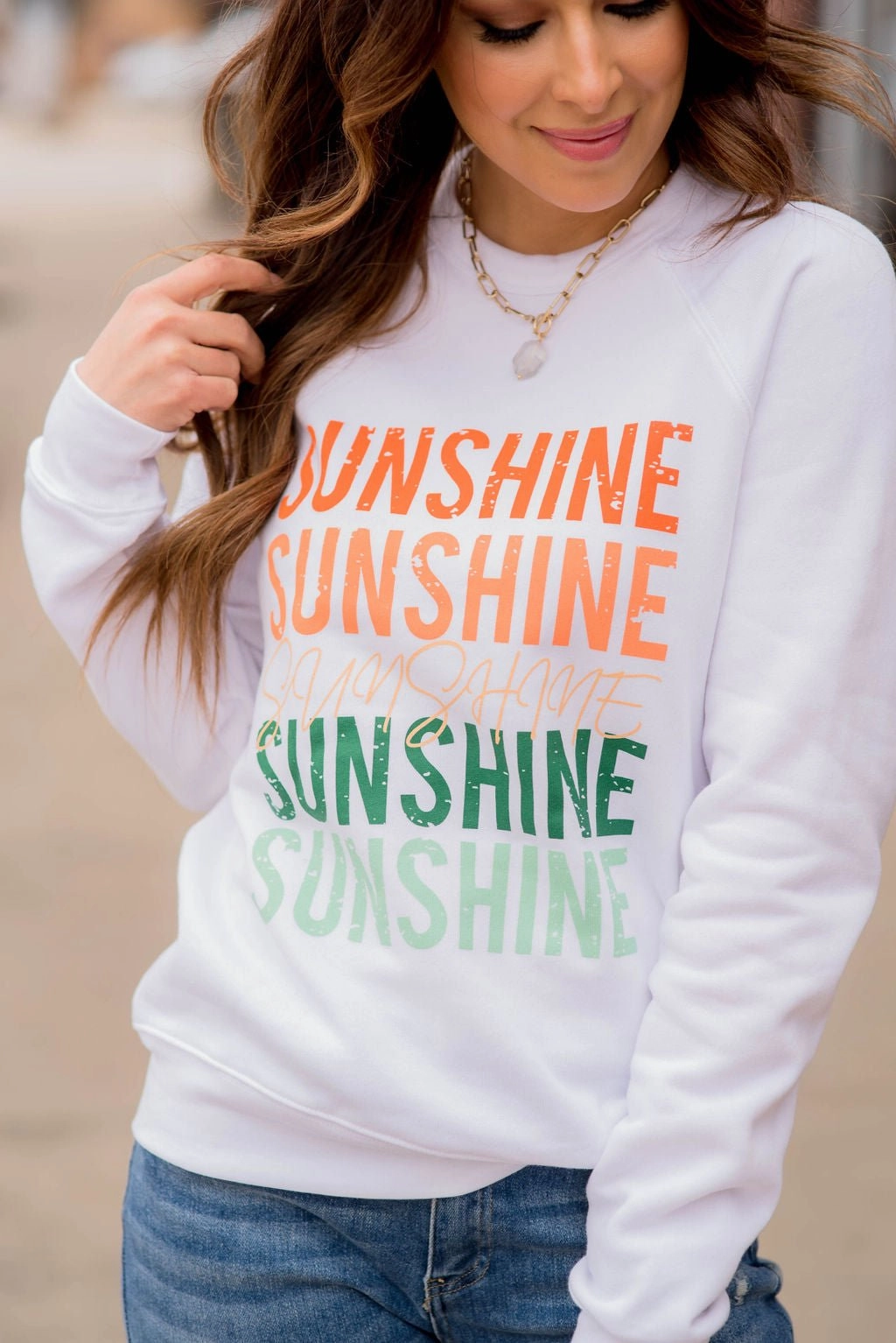 Cascading Sunshine Graphic Crewneck Breathable wear