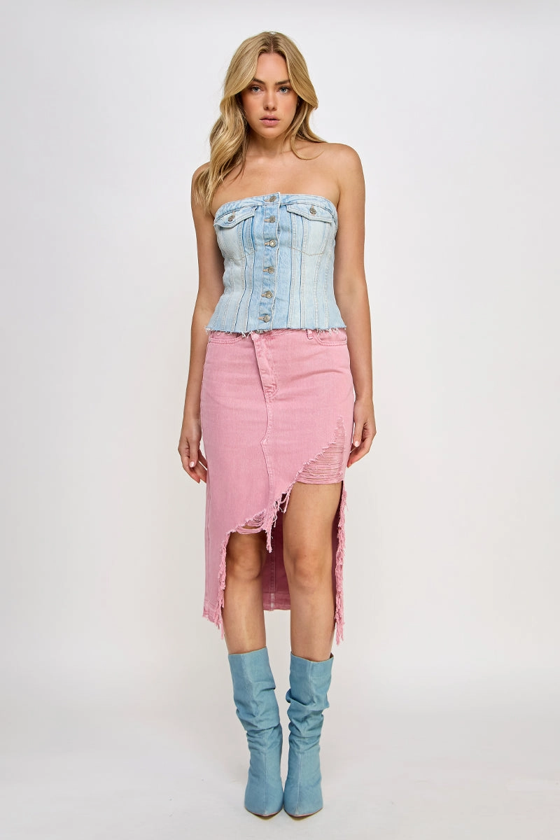 Fashion Week Ready CROSSOVER HEAVY DESTROYED SKIRT