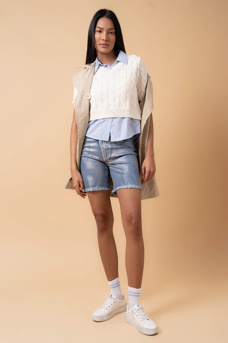 CROSSOVER METALLIC BERMUDA SHORTS budget-friendly Chic Comfort