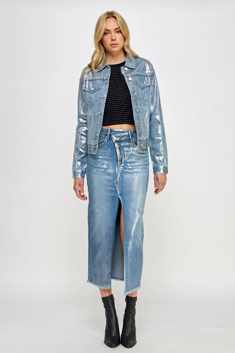 CROSSOVER METALLIC MAXI SKIRT Layered Design Weekend Fashion