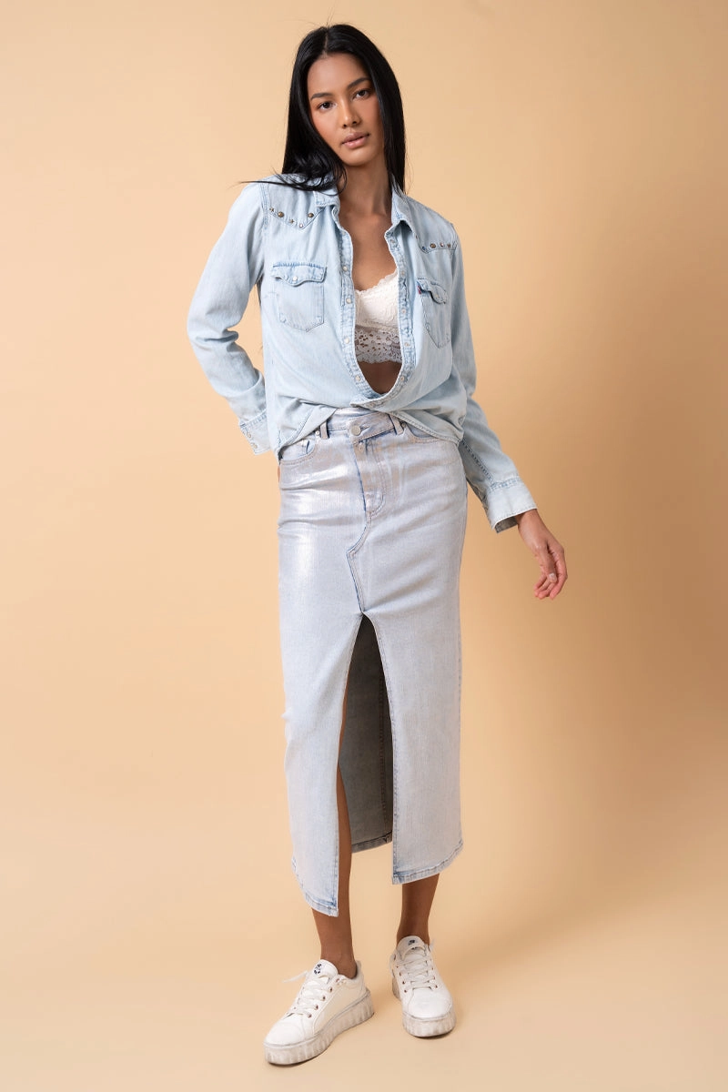 CROSSOVER METALLIC MAXI SKIRT Quick Wear