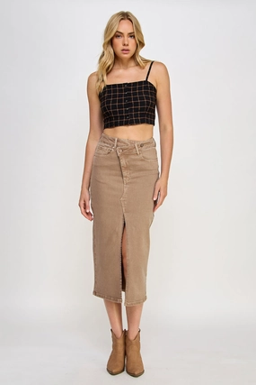 Non Restrictive Bamboo Fiber CROSSOVER MIDI SKIRT