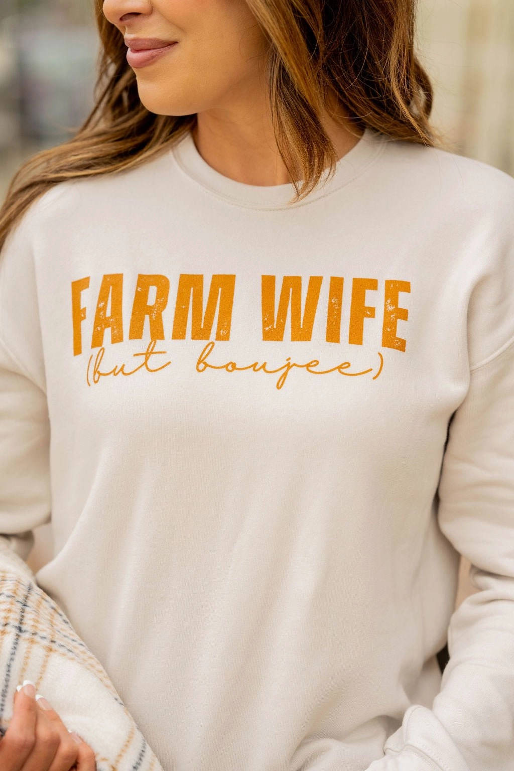Boujee Farm Wife Graphic Crewneck comfortable for standing