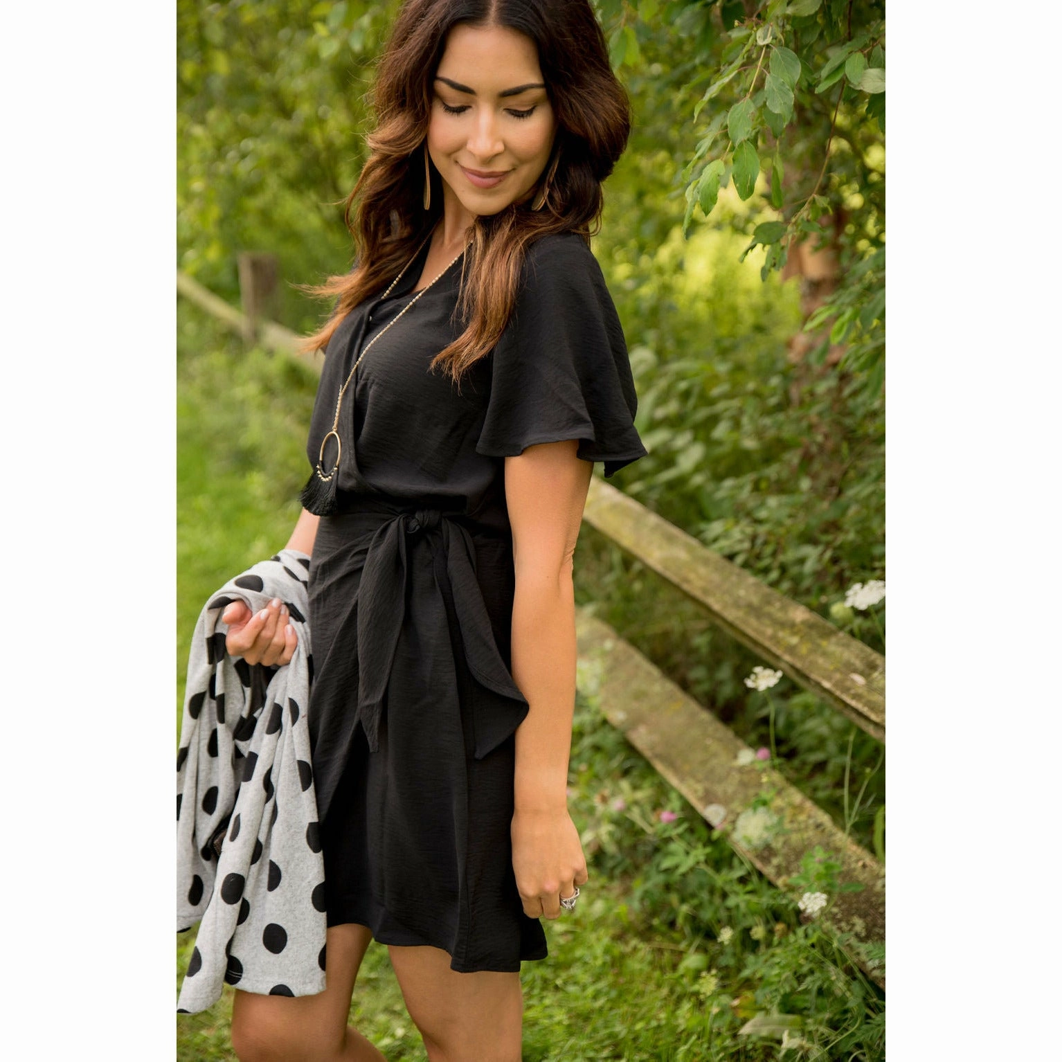 Luxe Mood Comfortable casual dress Wrap Tie Flutter Dress