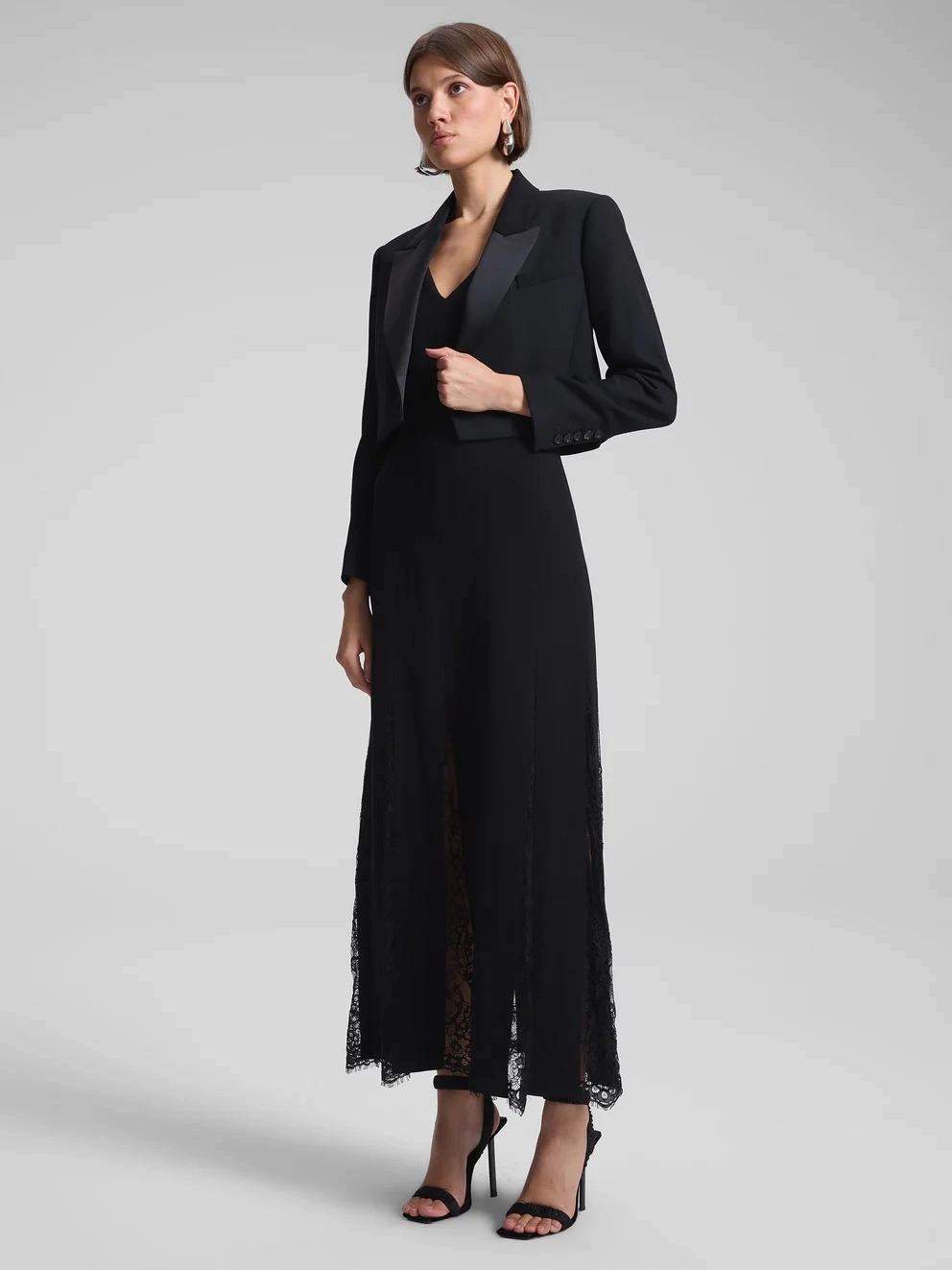 Mixed Fabric Emmie Lace Midi Dress