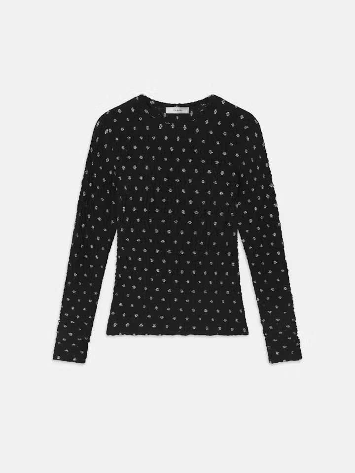 NonPill Surface Treatment Dotted Stretch Mesh Top