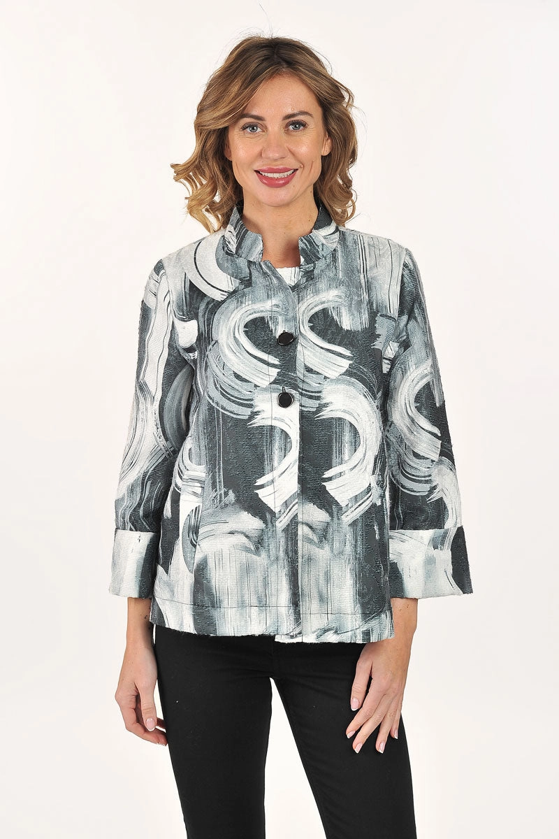 Water Resistant Coat EcoFriendly Dye Lemon Grass A-line Brocade Jacket