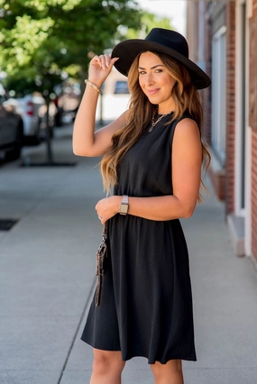 Tailored Layers Dressy Cinched Ruffle Tank Dress