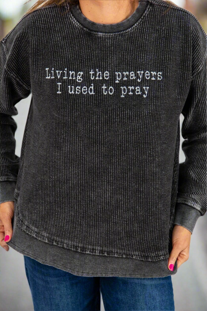 Living The Prayers I Used To Pray Ribbed Graphic Crewneck Abstract print