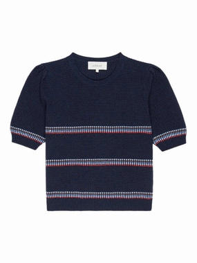 Reflective Logo Detail Layered Collar Design The Puff Sleeve Pullover