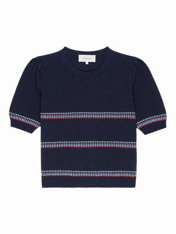 Reflective Logo Detail Layered Collar Design The Puff Sleeve Pullover