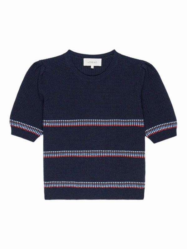 The Puff Sleeve Pullover Curved Hemline Comfort Cushion Neckline