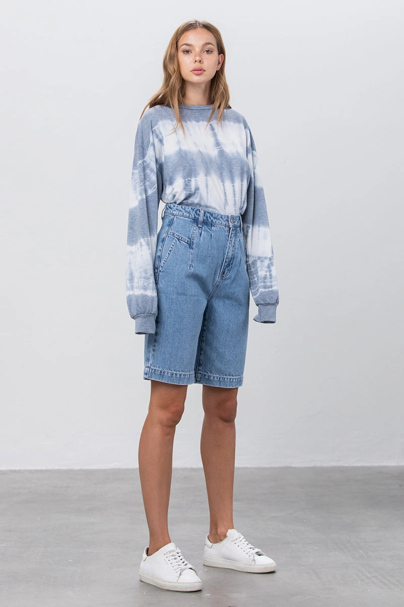 Always Need You Denim Mom Shorts Gusseted Crotch Quick Dry Fit