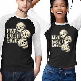 Live Laugh Love Skeleton Active Style Trend Yarn Dyed Stripes