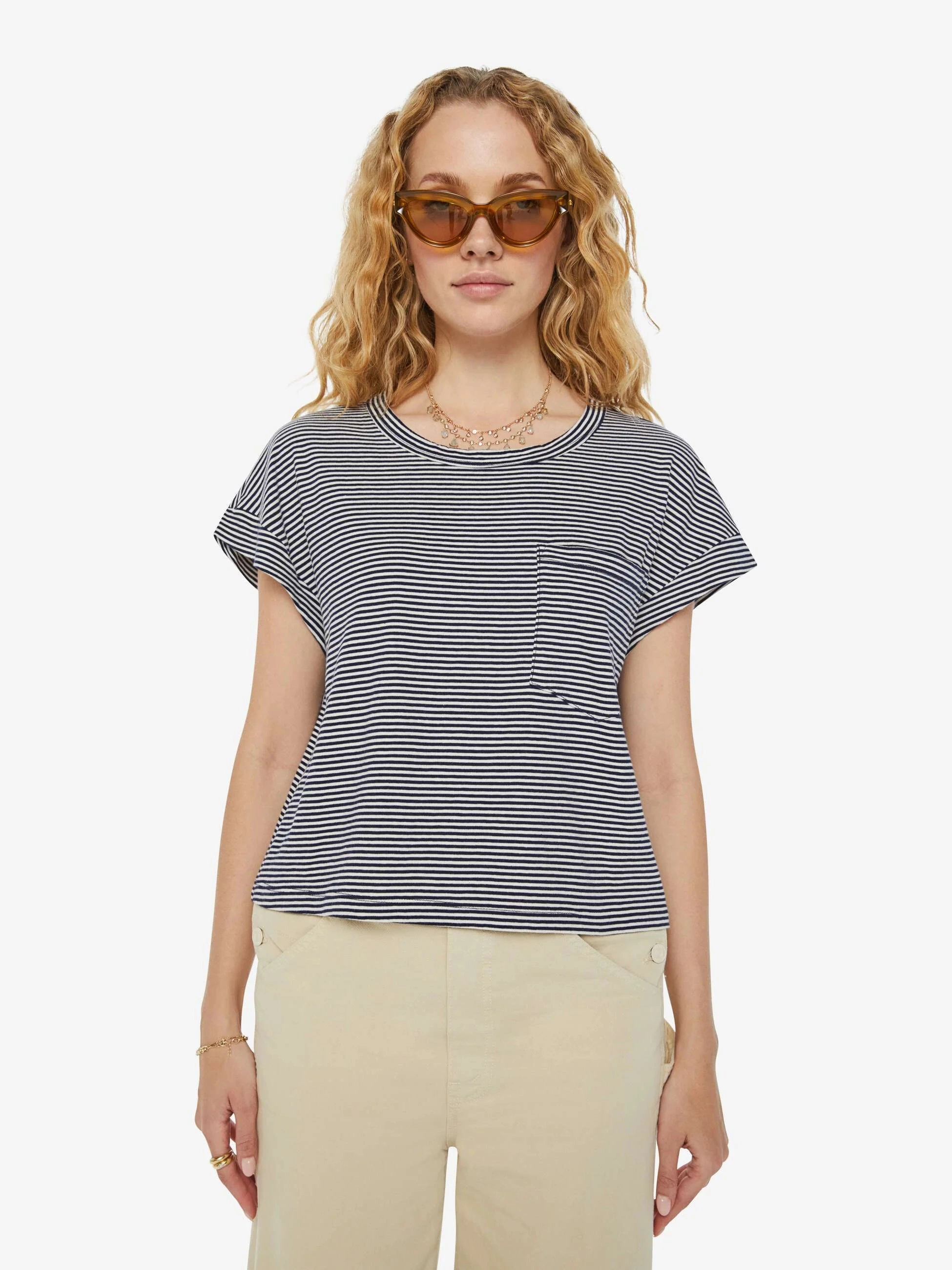 The Keep On Rolling Pocket Tee Summer Blouse Wrinkle resistant fabric