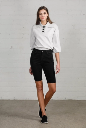 Pure Black Hi Rise Bike Premium Shorts Easy Flow Fit