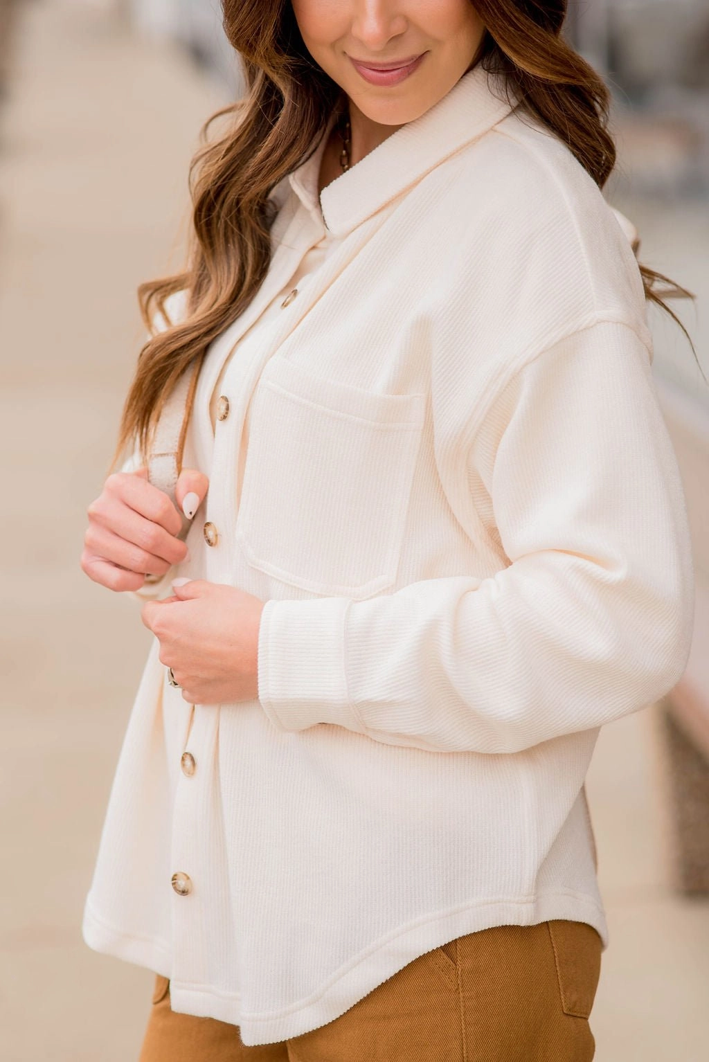 Eco Friendly Dyed Fabric Lightweight Corded Shacket