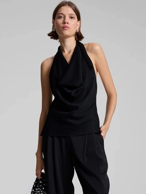 Eliana Hammered Crepe Top MeshLining