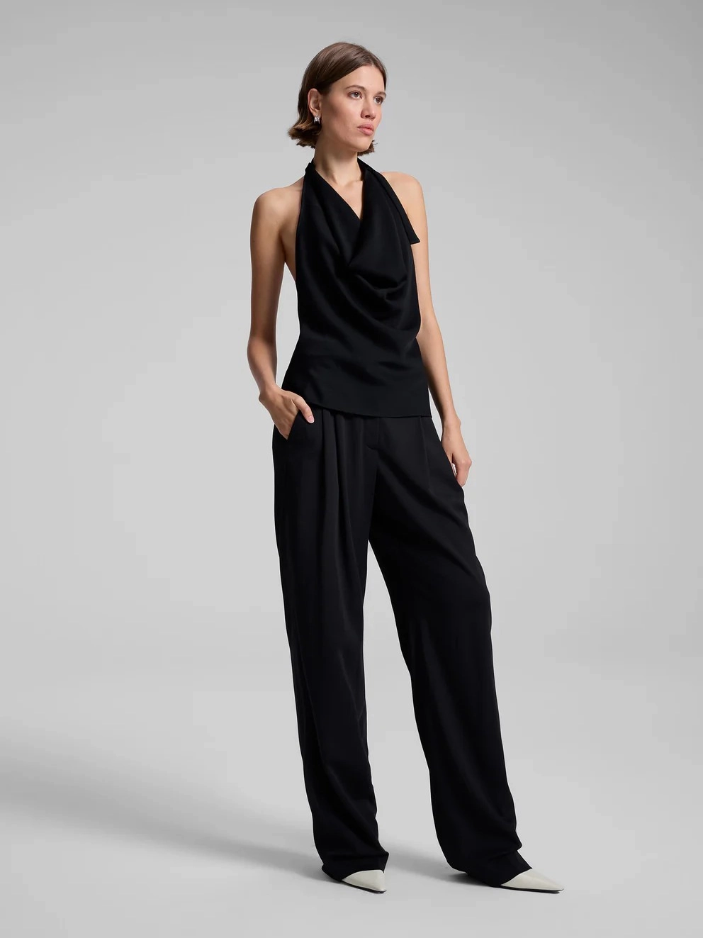 NoSlipGripperBand Double Stitched Hem Eliana Hammered Crepe Top