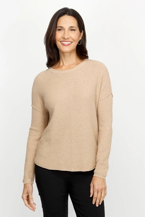 Elliott Lauren Cotton Cashmere Waffle Sweater elastic waistband All Day Comfort Design