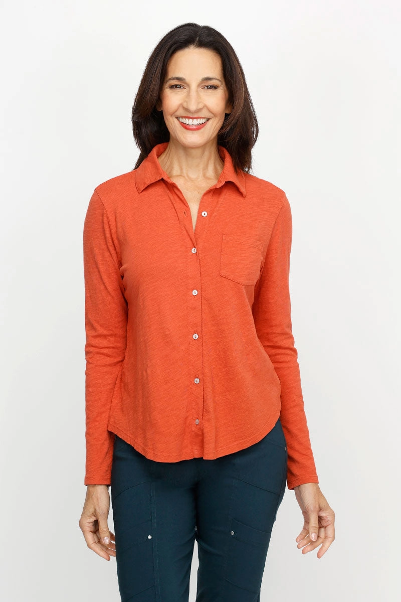 Elliott Lauren Garment Dye Blouse Buttery Soft Fabric Modern Layering